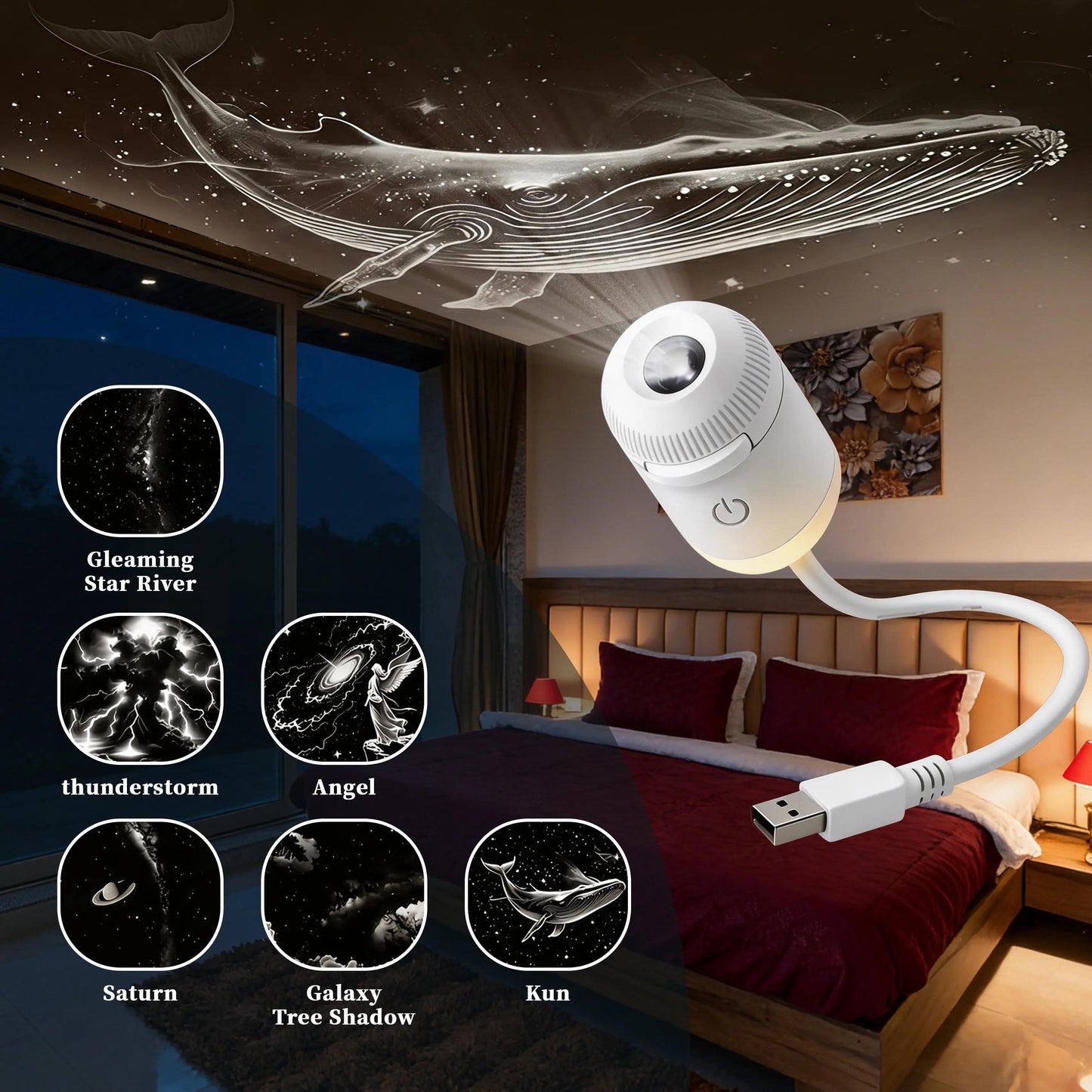 🥇PKNEW® NEXT-GEN SMART PROJECTION HD Smart Dynamic 5D Holographic Night Light Projector🌌