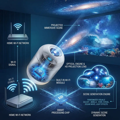 🥇PKNEW® NEXT-GEN SMART PROJECTION HD Smart Dynamic 5D Holographic Night Light Projector🌌